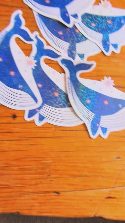 Bubble Whale holographic sticker