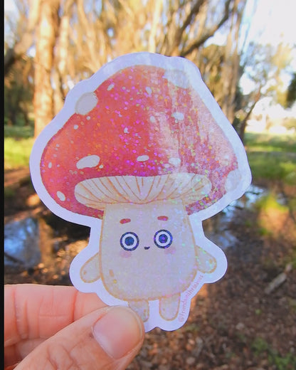 Gus the Mushroom holographic sticker