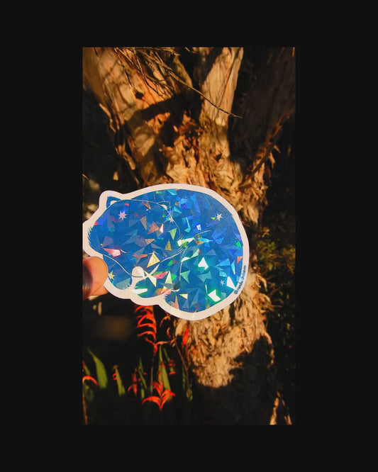 Sleepy Wombat holographic sticker