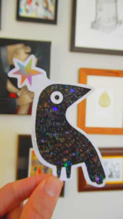 Starry Crow holographic sticker