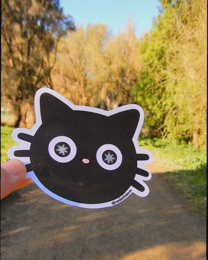 Starry Eyed Cat glossy sticker