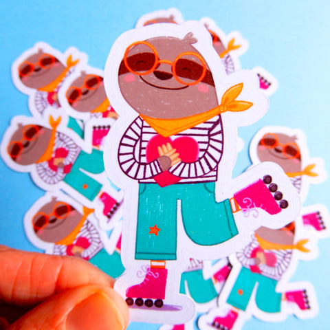 Skating sloth sticker